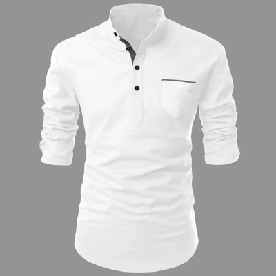 DIMMY Men Solid Straight Kurta(White)