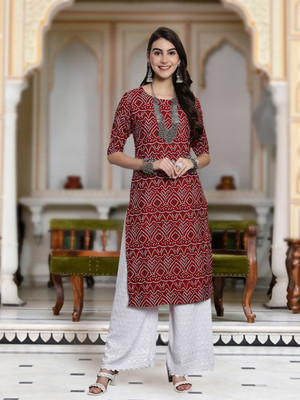 Moda Rapido Men Solid Straight Kurta(Maroon)