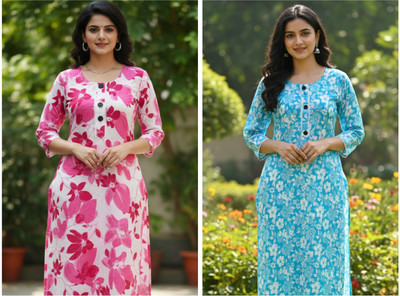 MTA HUB Women Floral Print A-line Kurta(Multicolor)