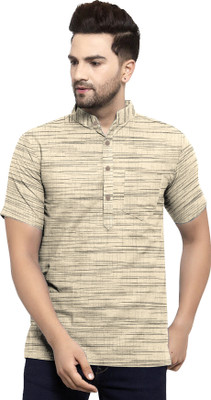 MASCON Men Printed Straight Kurta(Gold)