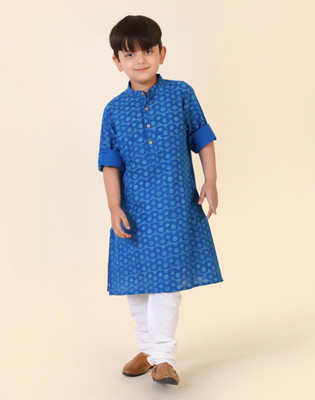 Fabindia Boys Printed A-line Kurta(Blue)