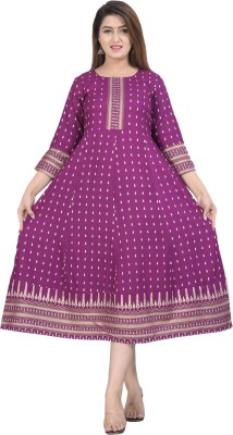 SIPEAK Wear Better, Look Better Women Printed Anarkali Kurta(Purple)