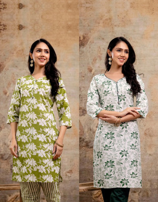 Subhan Textiles Women Floral Print A-line Kurta(Multicolor)