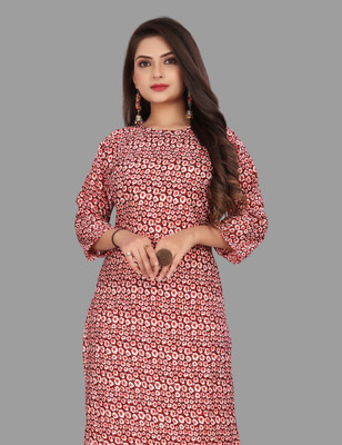 Jayshree Fab Women Printed Straight Kurta(Red, White, Orange)