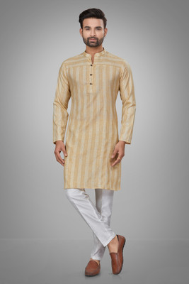 JUGG JUGG JEEYO Men Self Design Straight Kurta(White)