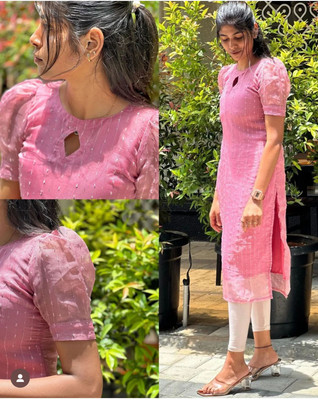 Shree Textiles Women Solid A-line Kurta(Pink)