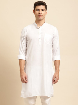 Rajubhai Hargovindas Men Solid Straight Kurta(White)