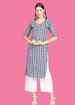 Maheshvi Women Printed A-line Kurta(Dark Blue)