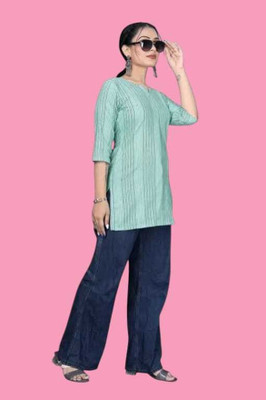 Suhani Fashionq Women Printed Flared Kurta(Blue)