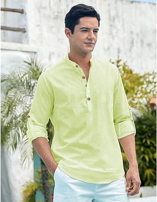 Vimal Star Men Solid Straight Kurta(Grey)