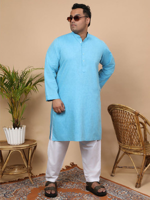 XMEX Men Solid Straight Kurta(Light Blue)
