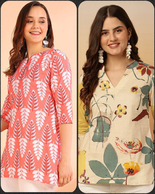 V And V Shop Women Floral Print A-line Kurta(Multicolor)