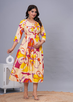 Prince Exports Women Printed Ethnic Dress Kurta(Multicolor)