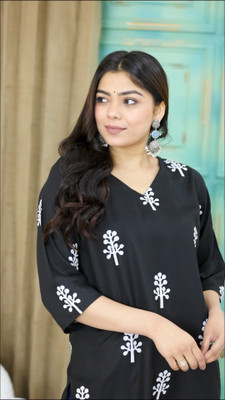 AAITHAN Women Printed Straight Kurta(Multicolor)