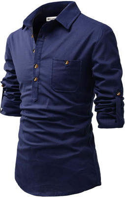 RAREMARK Men Solid A-line Kurta(Blue)