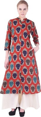 Vasavi Women Printed A-line Kurta(Red)