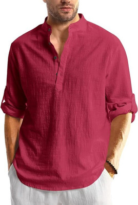 FireFish Men Solid A-line Kurta(Maroon)