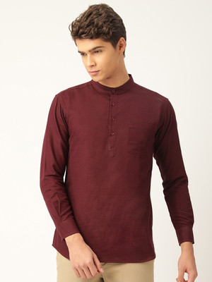 Whiteheart Men Solid Straight Kurta(Maroon)