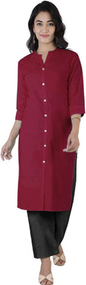 RANAK CREATION Women Solid Frontslit Kurta(Maroon)