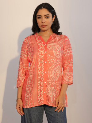 LIBAS Women Printed Straight Kurta(Orange)