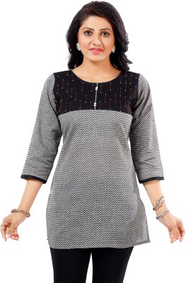 Keshubaba Women Printed Straight Kurta(Grey)