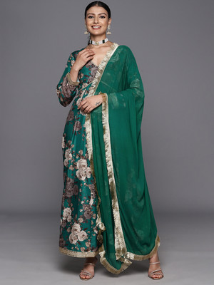 Varanga Women Printed Anarkali Kurta(Green)