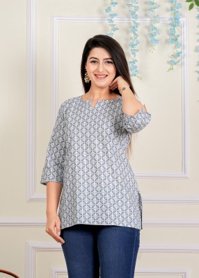 MAAJISA Casual Printed Women Grey Top