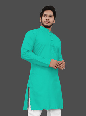 KAMOSA Men Solid Straight Kurta(Green)