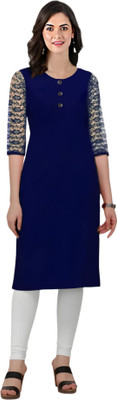 Coft Women Solid, Self Design A-line Kurta(Dark Blue)