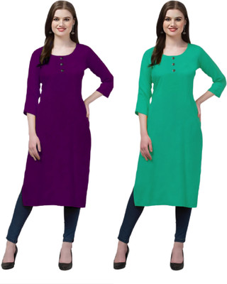 Coft Women Self Design Straight Kurta(Multicolor)