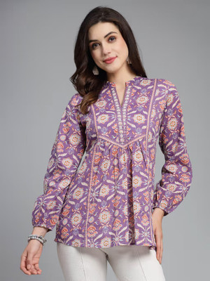 Fab8Sight Casual Printed Women Purple Top