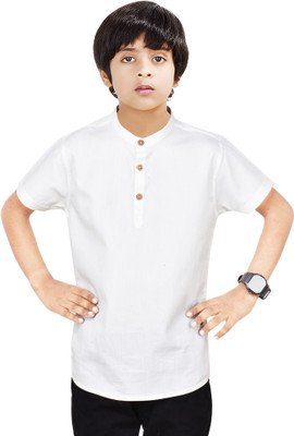 MOHINI CREATION Boys Solid Straight Kurta(White)