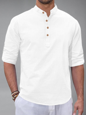 Yugnik Men Solid Straight Kurta(White)