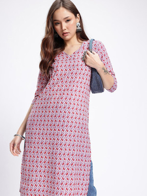 Anouk Rustic Women Floral Print Straight Kurta(Multicolor)