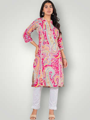 Jaipuur Trend Women Embroidered Straight Kurta(Pink)
