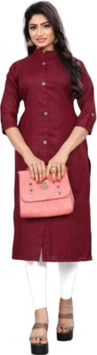 SWAMI CREATION Women Solid A-line Kurta(Maroon)