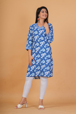 CLOTHI FAB Women Floral Print Straight Kurta(Maroon)