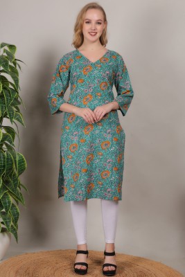 RY HANDICRAFTS Women Printed A-line Kurta(Green)