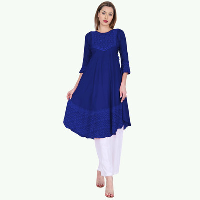 TL Creation Women Embroidered Anarkali Kurta(Dark Blue)