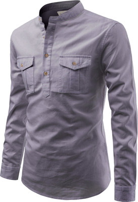 UNIFAV Men Solid Pathani Kurta(Grey)