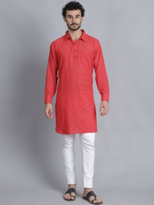 Sayesha Men Striped Pathani Kurta(Red)