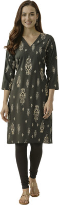 Swaroopi Women Printed A-line Kurta(Black)