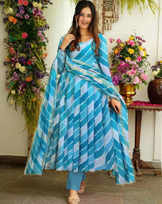 SHREE HARI CLOTH Women Printed Anarkali Kurta(Blue)