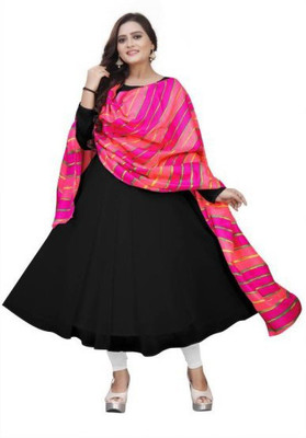 varni creations Women Abstract A-line Kurta(Black)