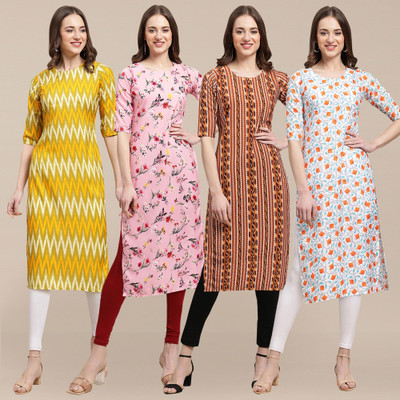 EthnicBasket Women Printed Straight Kurta(Multicolor)