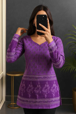 Arisu Creation Women Printed A-line Kurta(Purple)