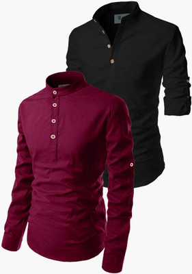 TrendiVastra Men Solid Pathani Kurta(Maroon)