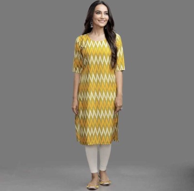 Garimashionehub Women Printed A-line Kurta(Yellow)