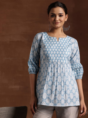 LIBAS Women Printed Straight Kurta(Blue)