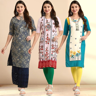 1 Stop Fashion Women Printed A-line Kurta(Multicolor)